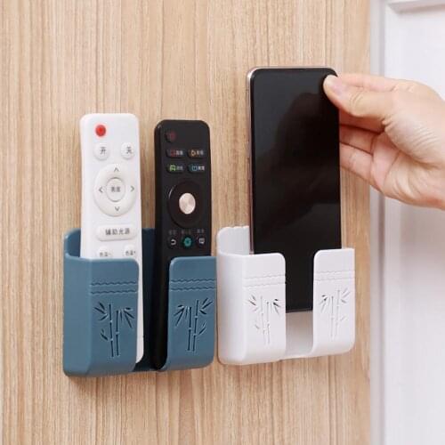 Phone Storage Box Self Adhesive Multifunction Punch-free Wall-mounted Remote Controller Holder for Bed Room