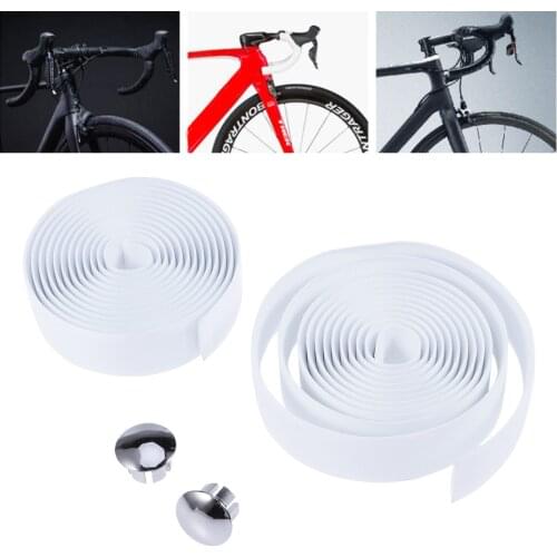 1pair Handlebar Tape Wrap Road Bike Lightest Bar Ribbon Cork with End Plugs and Self-Adhesive Strips(White)for dropshipping