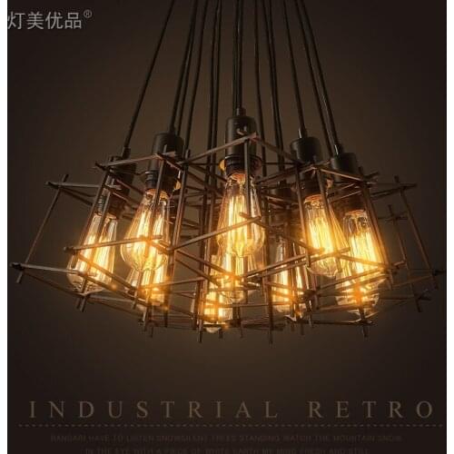 Loft Vintage Industrial Retro Pendant Lamp Edison Light E27 Holder Iron Restaurant Bar Counter Attic Bookstore Cage Lamp