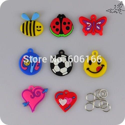 Mix 80pcs Charm Pendant for Colorful Loom Rubber Bands Accessories DIY Bracelets Children Fashion Jewelry Wholesale