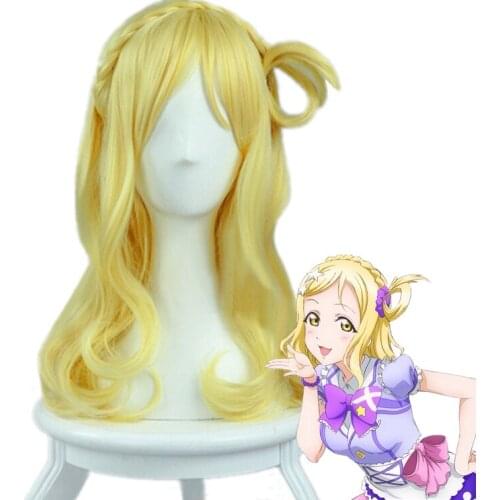 LoveLive!Sunshine!! Love Live Sunshine Mari Ohara Wavy Blonde Golden Heat Resistant Hair Cosplay Costume Wig + Free Wig Cap