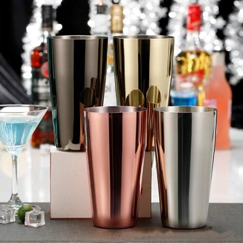 820ml Fancy Bartending Boston Hall Cup Milk Shake Jug American Cocktail Making Glass Metal Bar Bartending Tool Rose Gold