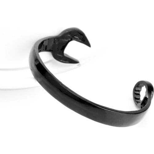 Dongsheng Fashion Black Mechanic Wrench Tool Spanner Open Cuff Bangle Cool Women Mens Bracelet Gothic Punk Wrench Bracelets