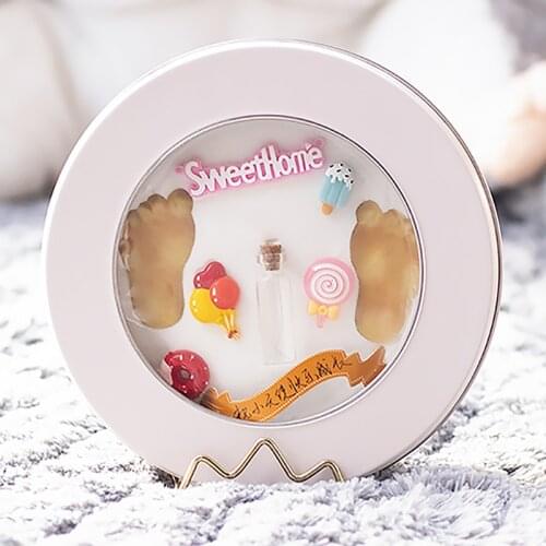 Newborn Baby Foot Hand Print DIY Kit Photo Frame Tin Can Set Child Girl Boy Footprint Gift Desk Decor Accessory Souvenir Pet Dog