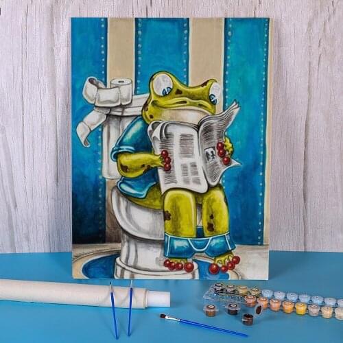 Toilet Monkey Fat Lady Coloring By Numbers Painting Set Acrylic Paints 40*50 Canvas Painting Wall Decoration Wholesale