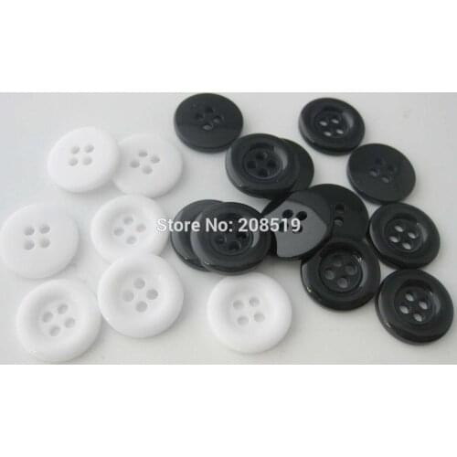 NBNOKG 100 piece shirt buttons white/black 4-hole sewing button 15mm/20mm garment accessories