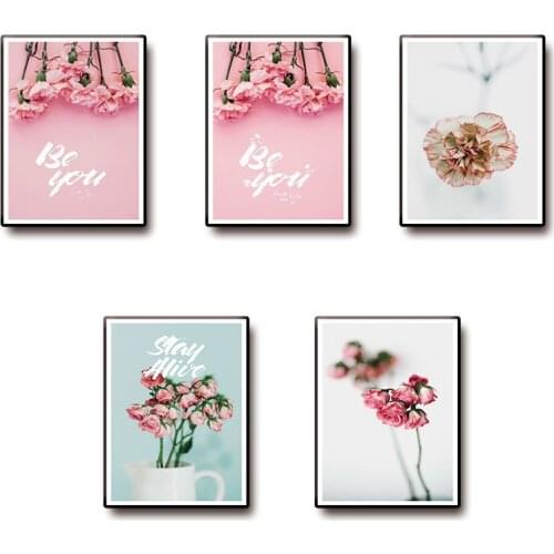 New Nordic Modern Creativity Pink Plants Flowers Study Room Decorative Canvas Painting Home Decor Wall Art Floral Picture