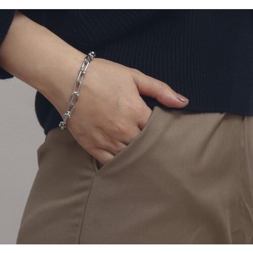 Ins New U Shape Metal Chain Bracelets for Women Men Hip hop Jewelry Fashion Gold/Silver Color Bracelet Gift 2020