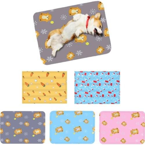 Pet Cold Gel Pad Dog Cooling Cushion Soft Comfortable Heat Relief Cat Sleeping Bed Mat Cartoon Print Puppy Ice Mattress