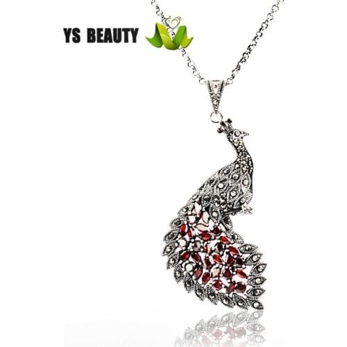 Chinese style phoenix 925 sterling silver necklace fashion set ruby pendant workplace women avant-garde dress with jewelry