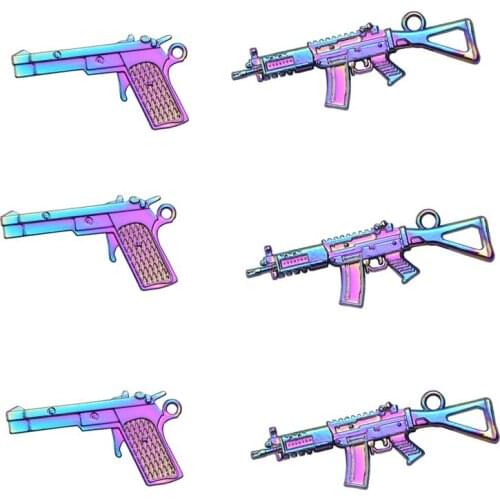 Pistol Charms For Jewelry Creation Making Machine Gun Pendant DIY Necklace Earrings Charm Steampunk Supplies Handmade Materials