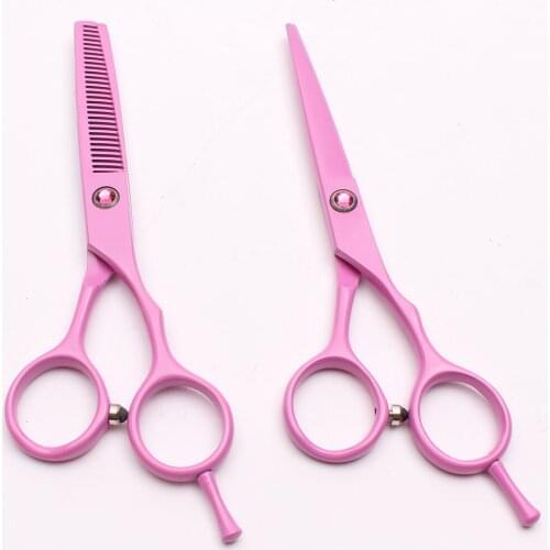 5.5" 16cm Stainless Engraving Logo Pink Barber Scissors Thinning Shears Normal Scissors Professional Hairdressing Supplies C1013