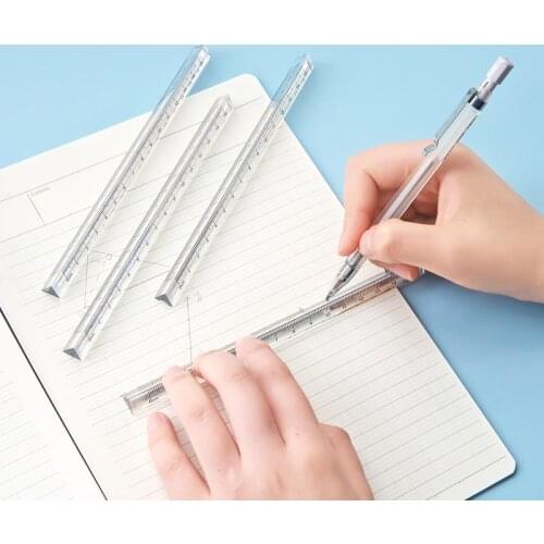 Transparent 3d Triangular Prism Ruler 15cm Function Creative Prism Strainght ruler Stationery 3pcs/lot