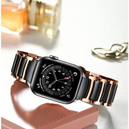 For Apple Watch Band 40mm 44mm Series 6/5/4/3/2/1/SE Ceramic Stainless Steel Strap Bracelet for iWatch SE 6 Wristband 38mm 42mm