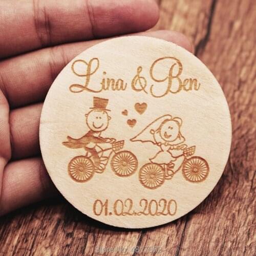 Romantic Wooden Wedding Magnet Party Favors Personalized Save The Date Wooden Guest Gifts Magnet Wedding Party Supplies