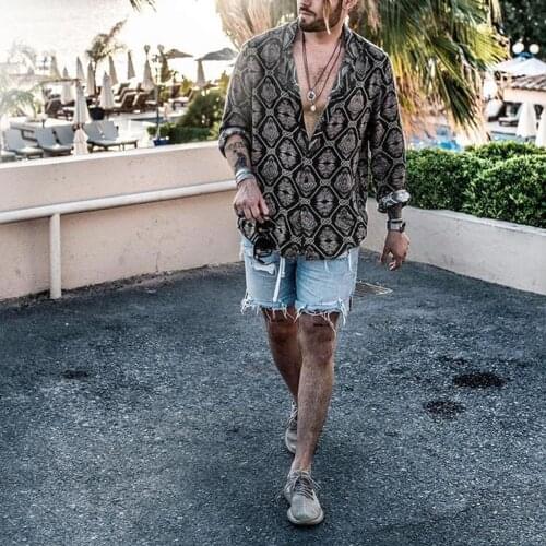 Men Shirt Blouse Top Long Sleeve Mens Loose Casual Daily Leopard Print Print Wild Shirt Top Autumn Casual Shirt Handsome