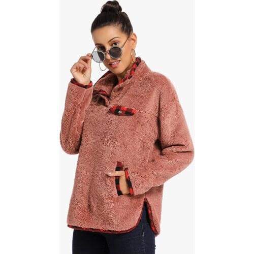 Turn down Thick Pullover Autumn Winter Warm Soft Hooded Top Zipper Pullover Two Color Double Face Fluffy Coat Stitching Sweat