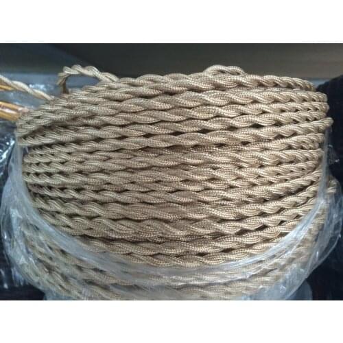 Twisted electrical wire 2 x 0.75mm2 gold Vintage Twisted Electrical Wire Textile Cable Vintage Lamp Cord Pendant Light Lamp Wire