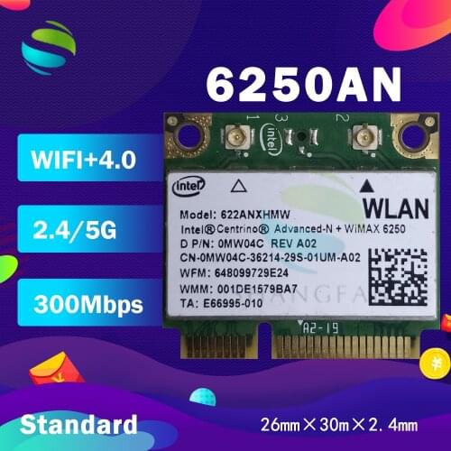Wifi card for Intel 622ANXHMW 6250ANX 6250 Advanced-N WIMAX 6250 Dual Band WIFI Wireless mini Card