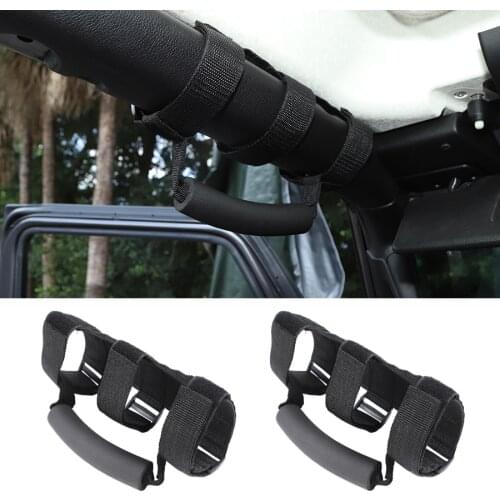 YCCPAUTO 2Pcs Sponge + Oxford Cloth Roll Bar Grab Handles For Jeep Wrangler TJ JK JL Off-road Vehicle Car Accessories