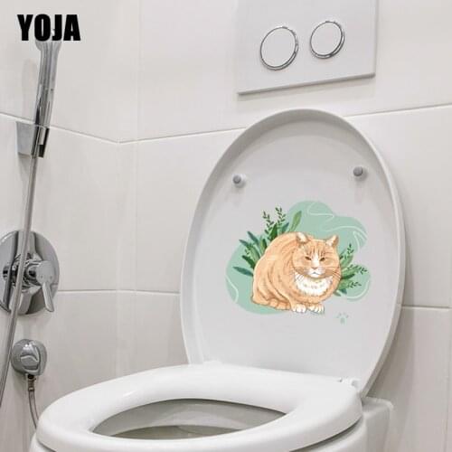 YOJA 23.2*19.2CM Cartoon Wall Sticker Living Room Home Decor Toilet Decal Cat Pattern T3-0468