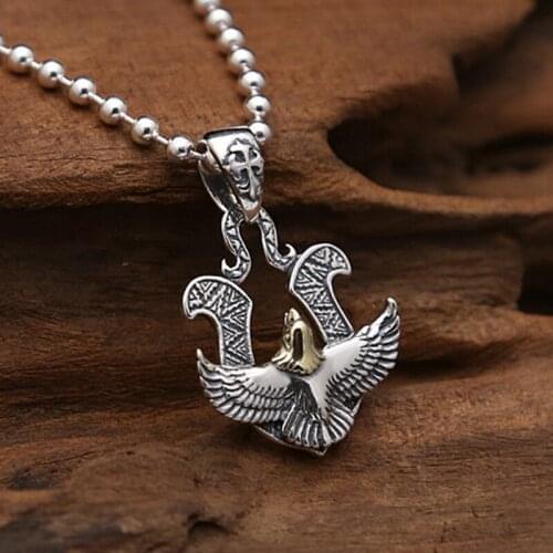 S925 sterling silver jewelry retro Thai silver personality flying eagle U-shaped small pendant popular pendant for men and women