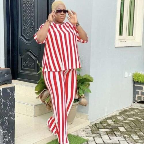 African Clothes for Women Summer 2021 Sexy African Women Two Pieces Sets Top and Long Pant African Suit