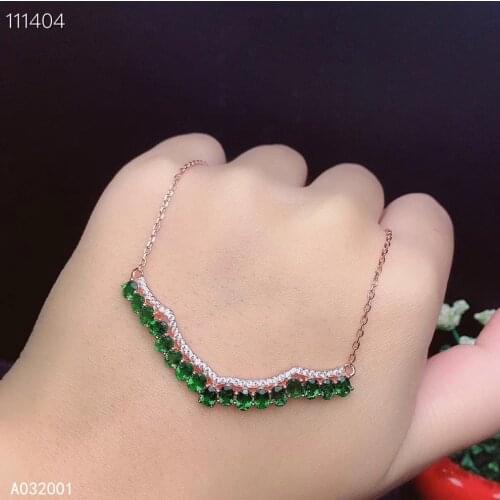 KJJEAXCMY fine jewelry natural Diopside 925 sterling silver women gemstone pendant necklace chain support test noble