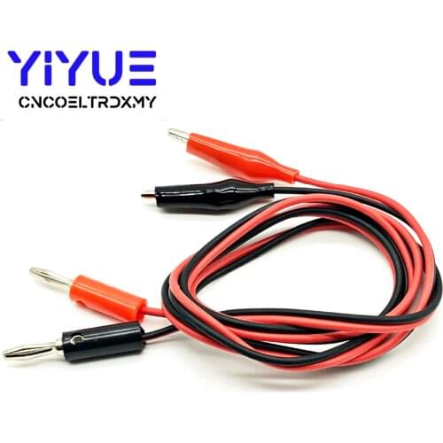 1 Pair Alligator Test Lead Clip To AV Banana Plug Connector TO Dual Tester Alligator Clip Probe Cable 1M Red+Black