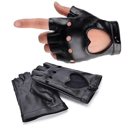 1 pair Leather Gloves Punk Hip-hop Half-finger Round Tactical Gloves Without Fingers Nail Glove