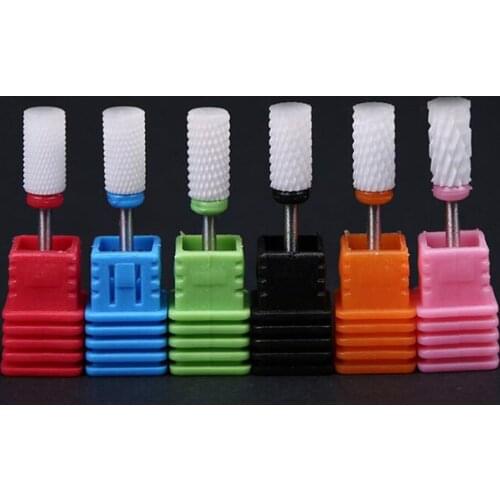 1pcs/box White Ceramic Nail Drill Bit Electric Dental Lab Rotary Cylindrical-shape Cuticle Remover Gel Varnish Polish Tool #TH06
