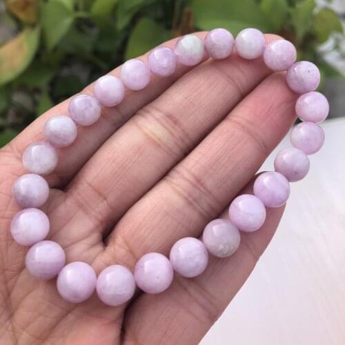 Natural Lilac Kunzite Bracelet Round Beads Crystal Healing Stone