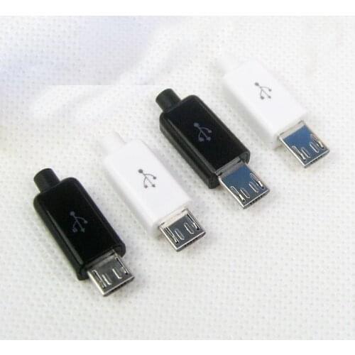 10pcs 6mm 8mm Micro USB 5PIN Welding Type Male Plug Connectors Charger 5P Tail Charging Socket 4 in 1 White Black
