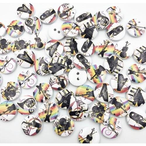 100 pcs Mixed 2 Holes Wood Buttons Craft Scrapbooking Sewing Clothing Accessories 15mm Buttons Painted Sewing Crafts WB693