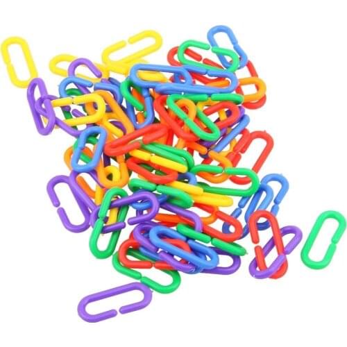 100Pcs Plastic C-Clips Hooks Chain Links Bird Toy DIY Accessory for Parrot Budgie Parakeet Cockatiel Conure Lovebird Cage Part