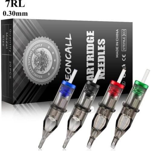 Cartridge Tattoo Needles 20PCS 0.30mm 7RL Disposable Sterilized Tattoo Needle for Tattoo Cartridge Machine Grips Tattoo Supplies