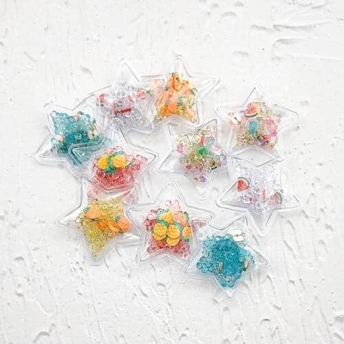 30pcs/lot 3.8cm star Transparent crystal Flowing Patches Appliques for DIY Children Hair Clip Accessories