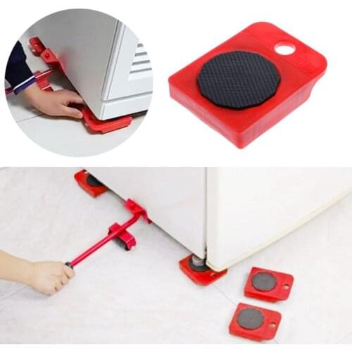 5pcs Furniture Mover Tool Transport Shifter Moving Wheel Slider Remover Roller Heavy Stuffs Professional Household Hand Tools
