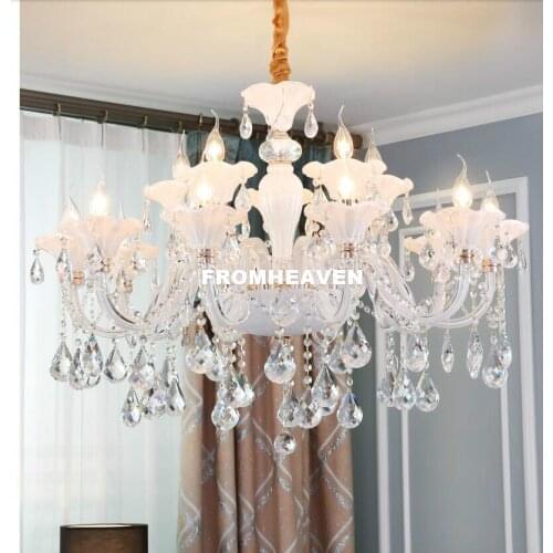 Free Shipping Pure White Crystal Chandelier Pendant lustre de cristal Decoration Tiffany Pendants and Chandeliers Home Lighting