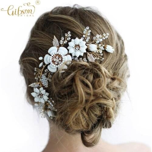 Boho Flower Headpiece Wedding Hair Comb Headband Jewelry Bridal Hair Accessories Handmade