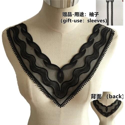 Black Organza Collar Exquisite Venetian Lace Collar Fabric Dress Applique Shirt DIY Neckline Clothing Decoration Accessories