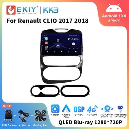 EKIY Android 10 Car Radio 1280*720 QLED Touch Screen For Renault CLIO 2017 2018 Navigation GPS Multimedia Video Player Head Unit