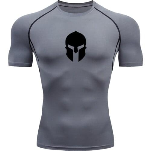 Men Jerseys Gym Fitness Running Sports MMA Exercise Training Print T-shirt Work Out Compression Rashguard T Shirt Gym Men Shirts