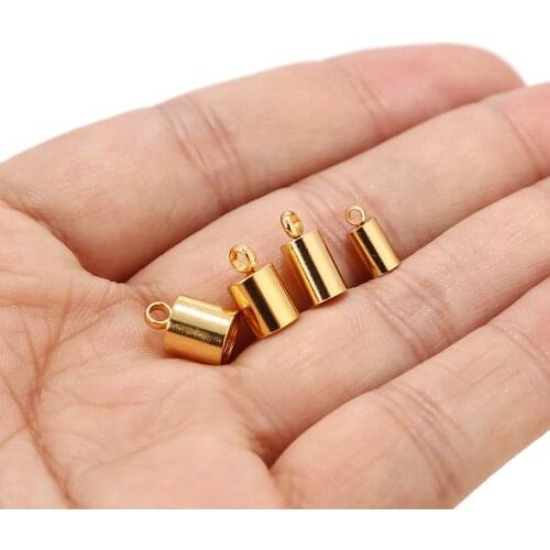50pcs Stainless Steel End Caps Gold Tone Tassel Leather Cord Caps End Clasps Connectors DIY Findings