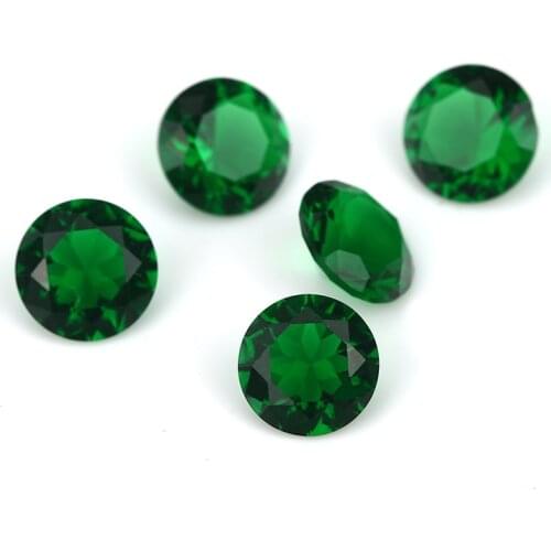 1.0mm~15mm Round Shape Loose Stone Green Color AAAAA Glass Synthetic Gems For Jewelry DIY Stone