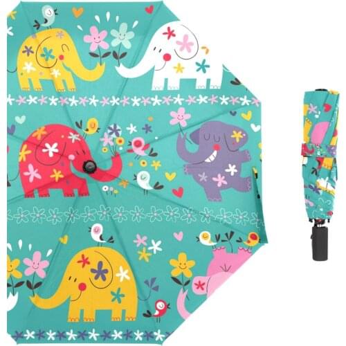 Lovely Elephant Children Umbrellas Three Folding Animal Rain Umbrella Non Automatic Windproof Portable Umbrella for Kids