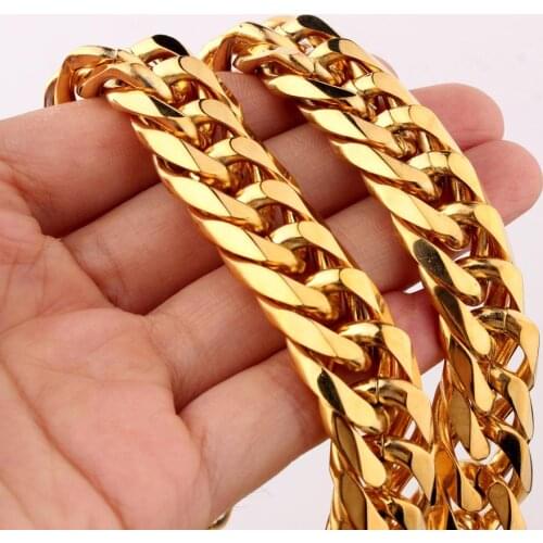 16MM Men/Women Stainless Steel Silver Color/Gold Color Cuban Curb Link Chain Necklace Or Bracelet 7"-40" Huge Heavy Punk Jewelry