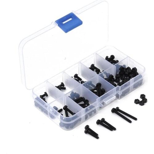 160pcs M3 Black Nylon Screw Nut Assortment Kit Pan Head Phillips Machine Screw Thread Plastic Round Bolt