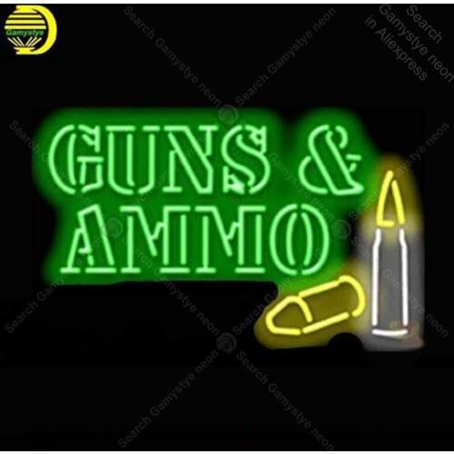 Neon Sign for Guns & Ammo Neon Bulb sign handcraft Signboard Hotel Dropshipping Neon light sign Light up wall Beer Bar Lamps