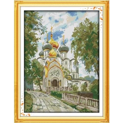 The new convent cross stitch kit 18ct 14ct 11ct count printed canvas stitching embroidery DIY handmade needlework